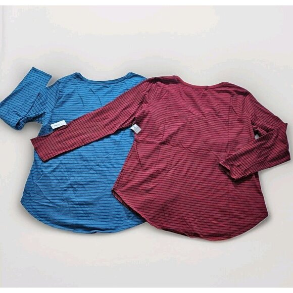 Old Navy Womens Top XL Lot of 2 Mult Stripes LS Round Neck Cottage Everywear - Picture 2 of 16